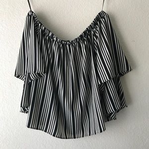 Contemporary Striped Off the Shoulder Top